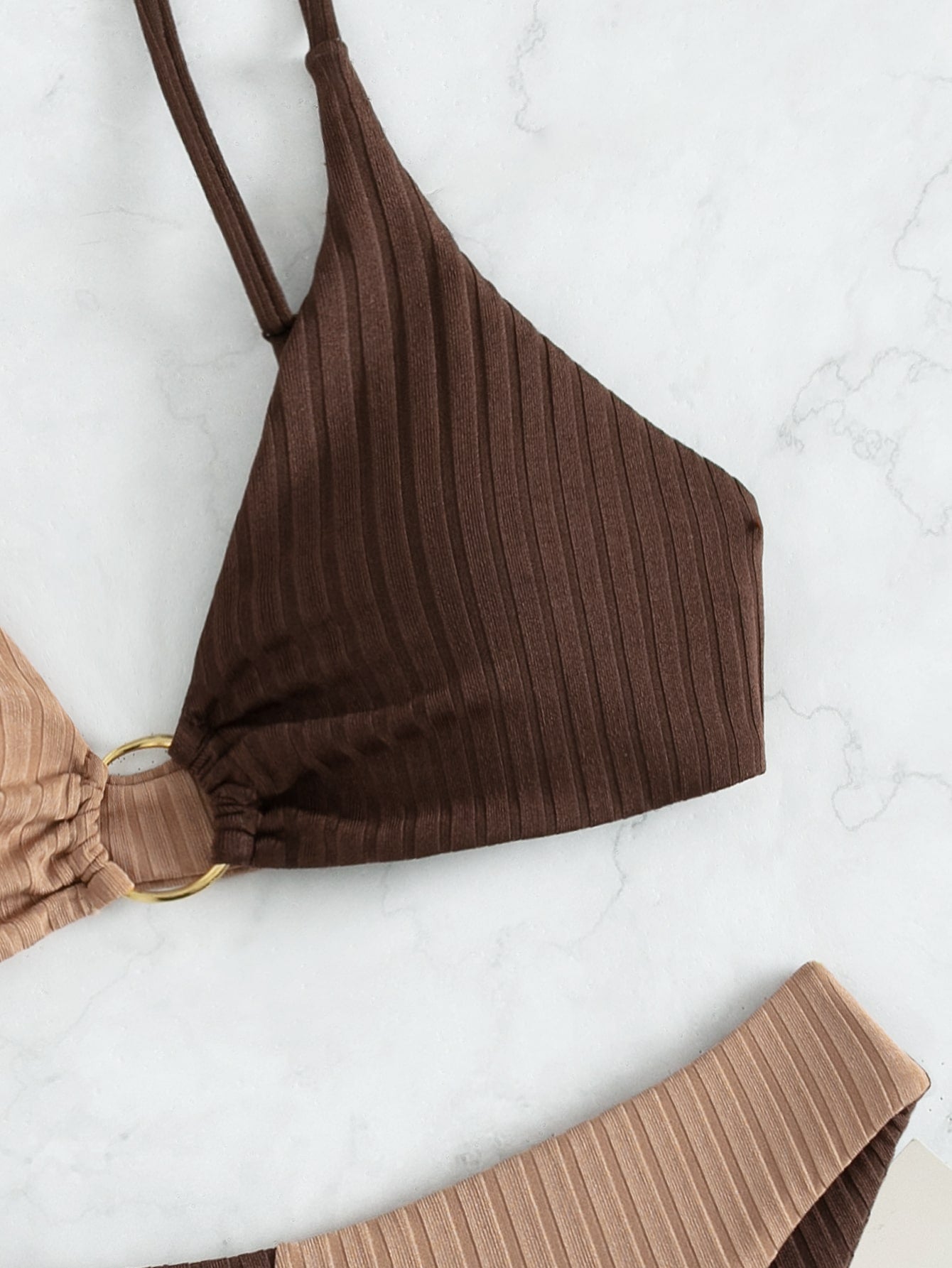 Natalie | Ribbed two tone high leg bikini