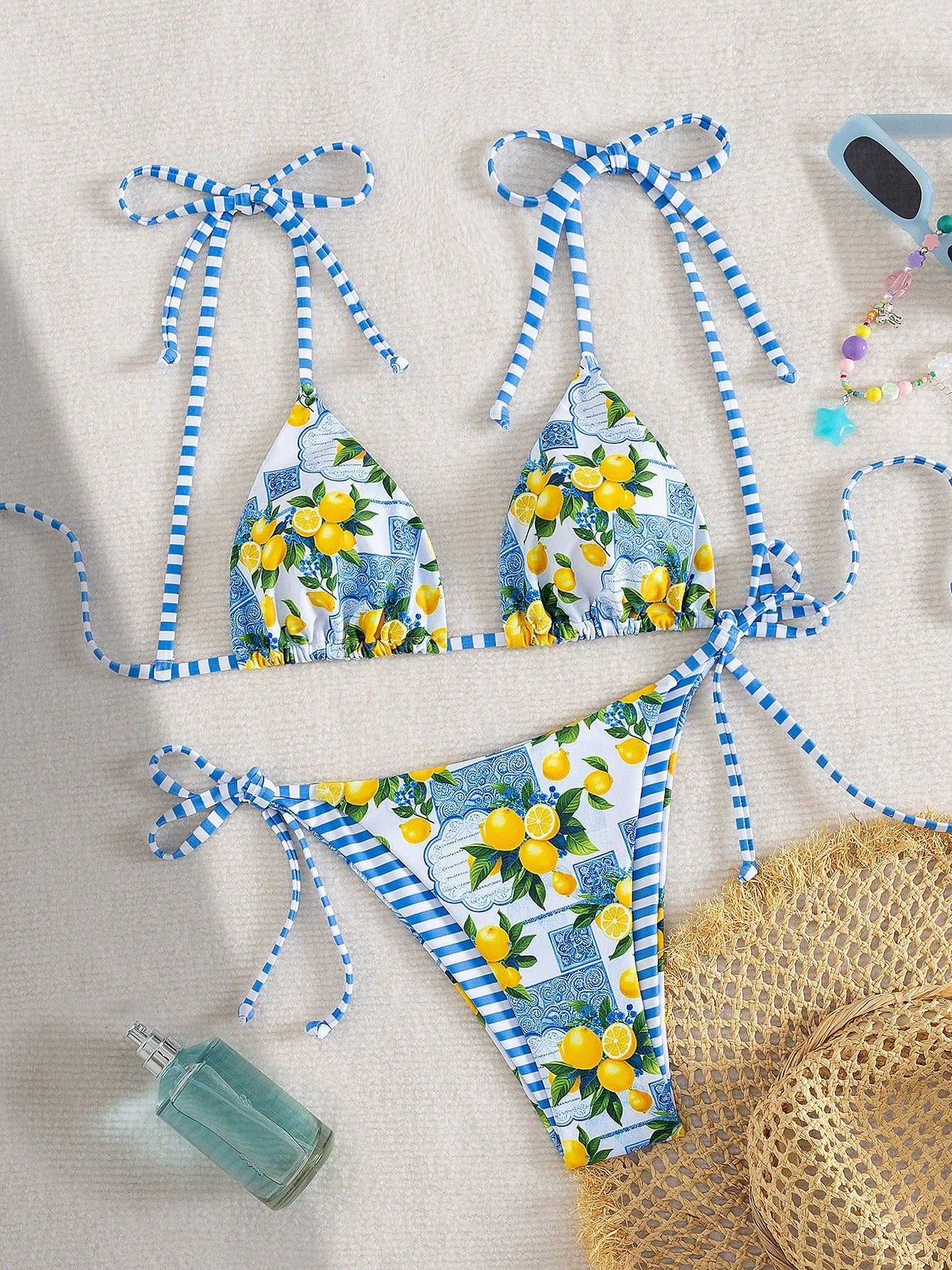 Claire | Lemon print triangle bikini