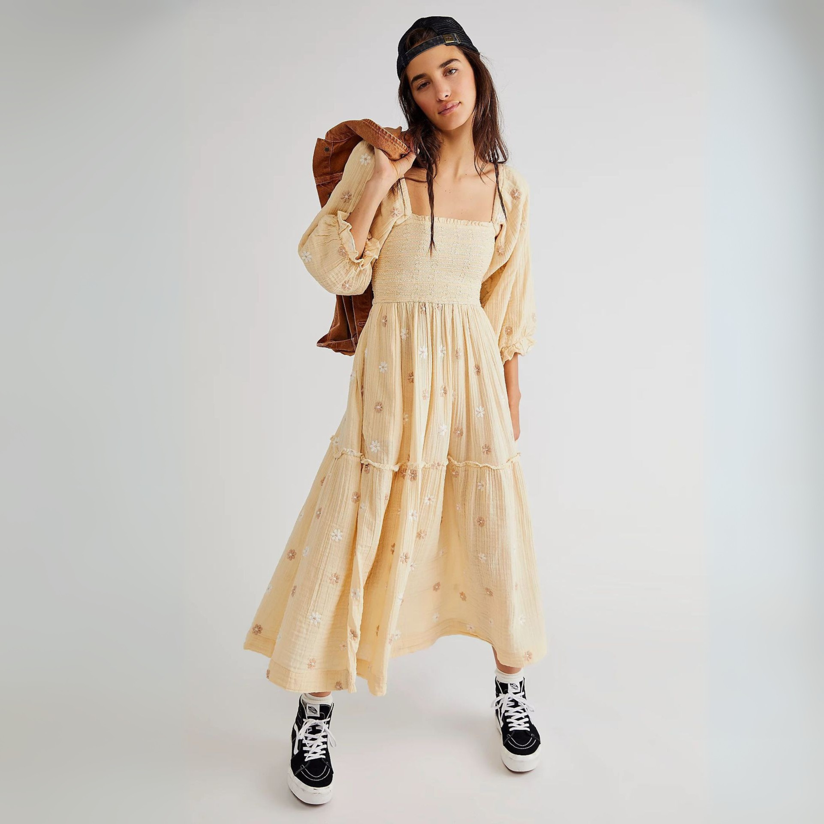 MOIRA™ - Comfy Floral Lantern Sleeve Square Neck Maxi Dress