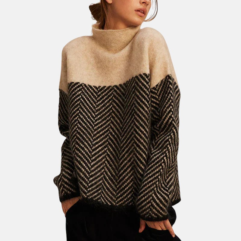 Eva | Structured Two-Tone Knit Sweater