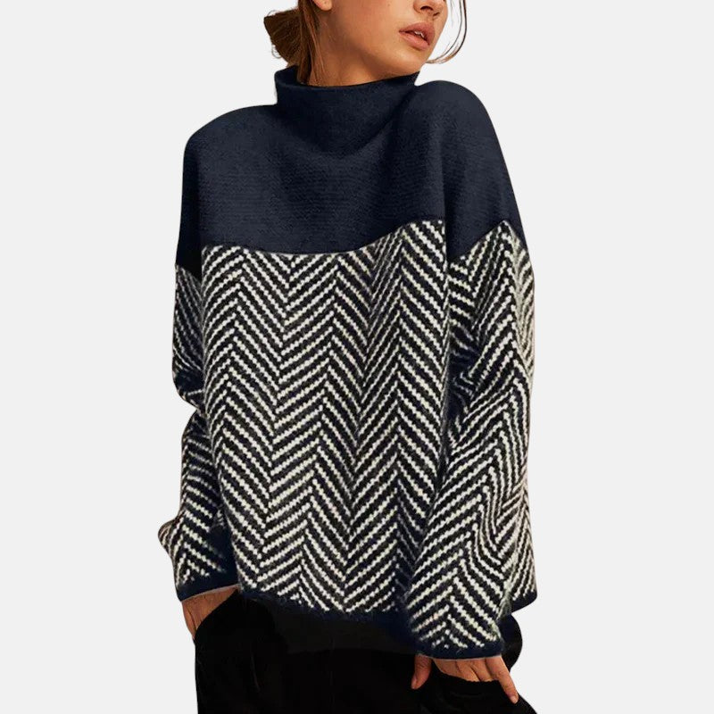 Eva | Structured Two-Tone Knit Sweater
