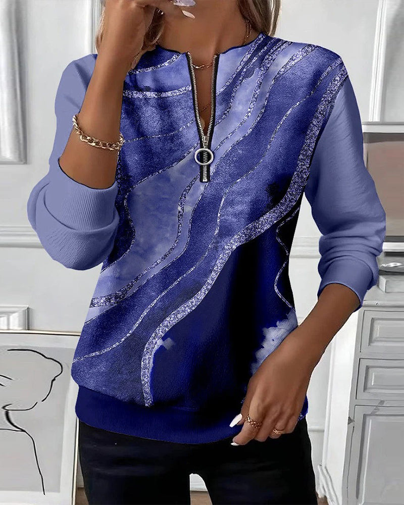 Emma | Half-Zip Sweatshirt With Vintage Print