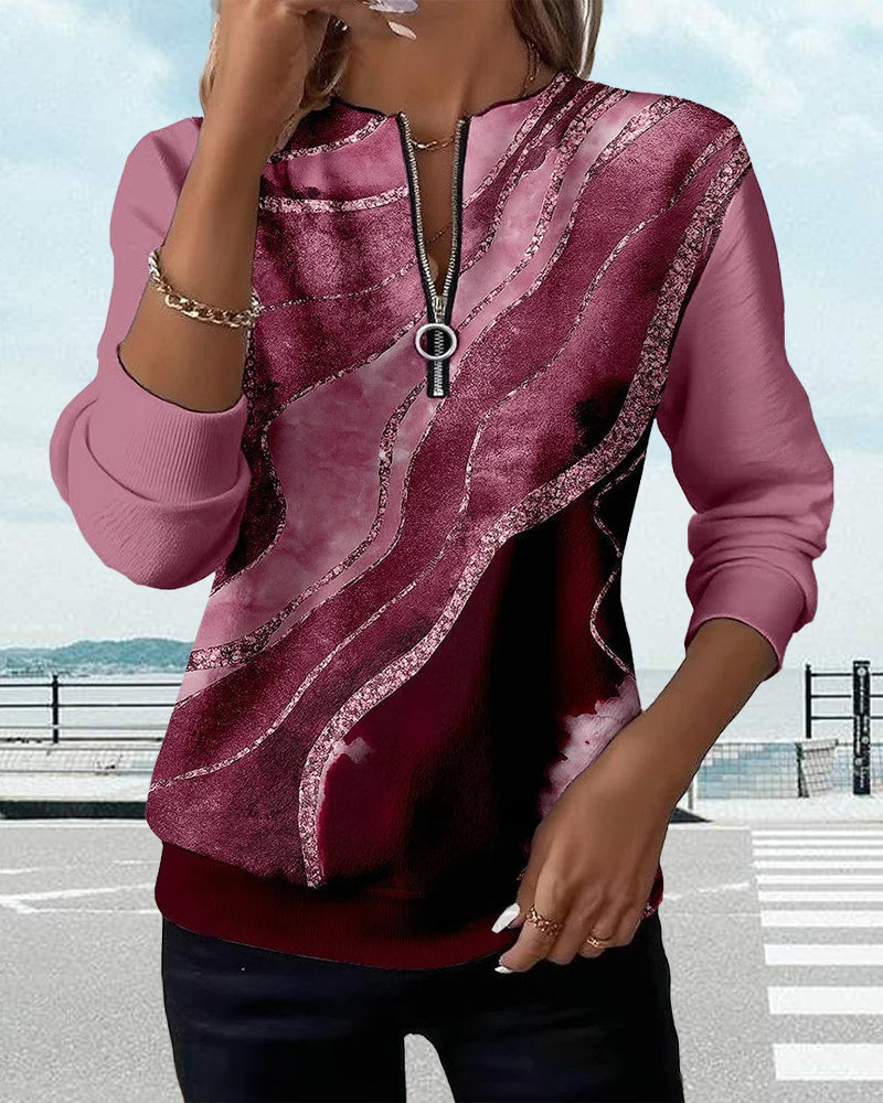 Emma | Half-Zip Sweatshirt With Vintage Print